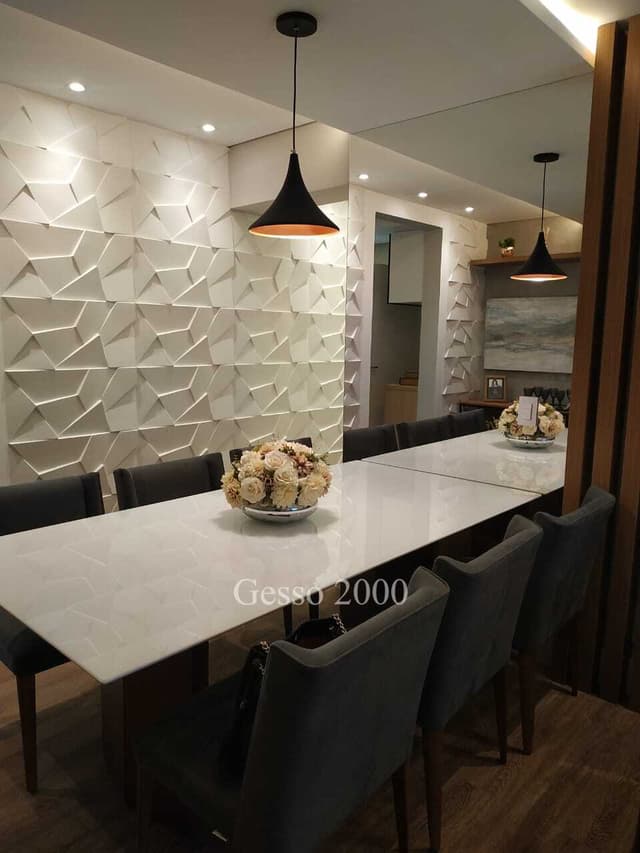Painel de Gesso 3D aplicado em sala
